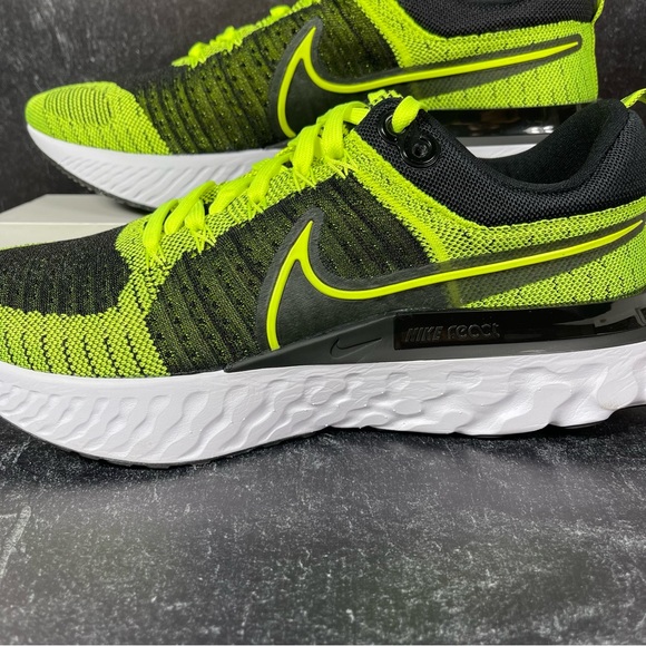 NIKE INFINITY RUN REACT 2 MENS ROAD RUNNING SHOES SIZE 10 FLYKNIT VOLT BLACK GRE - Picture 7 of 10